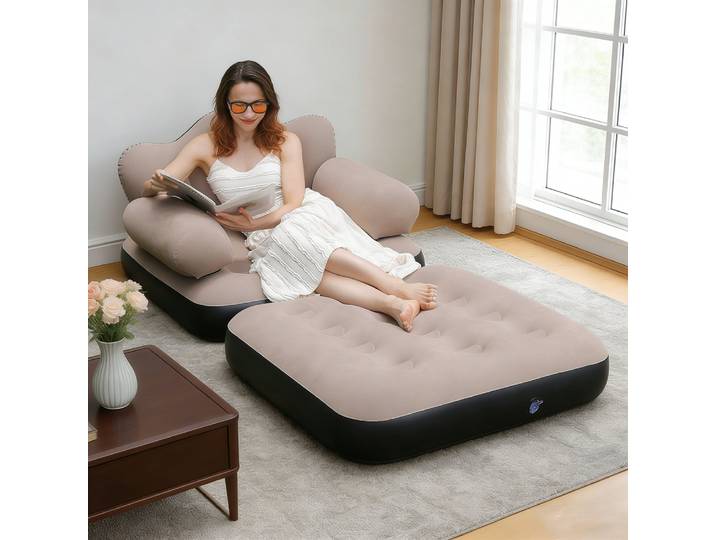 Canapé gonflable extérieur adulte paresseux canapé multifonctionnel cinq en un lit gonflable pratique canapé de plage chaise longue pliable