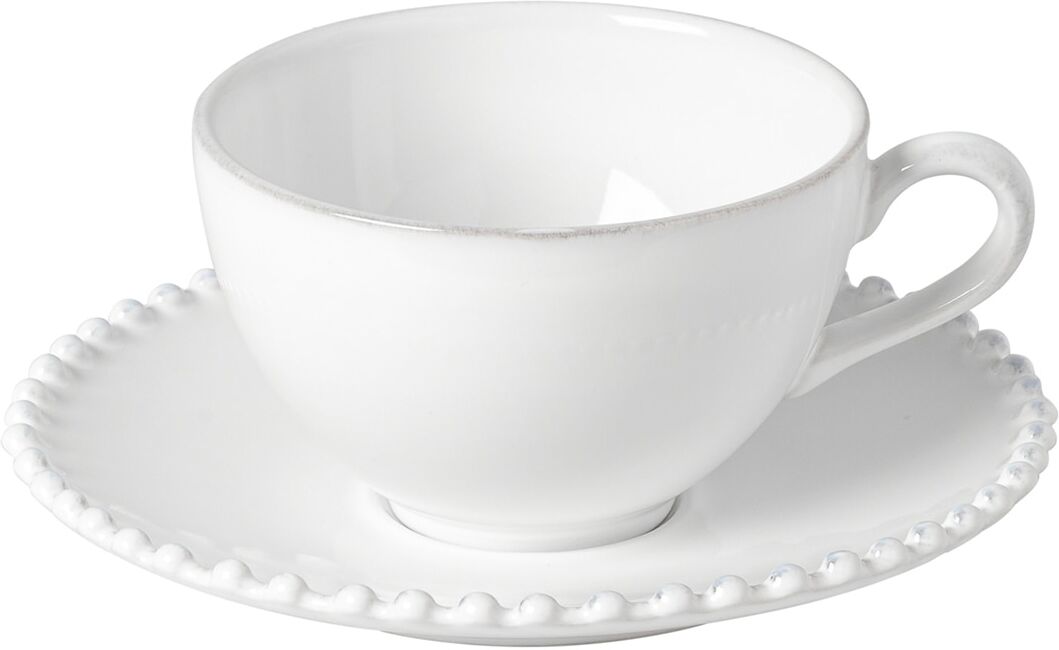 Costa Nova Taza de té con plato Pearl . Blanco