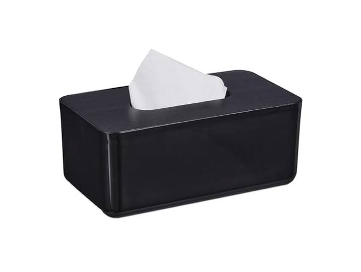 Relaxdays Boîte à mouchoirs avec Couvercle en Bambou\, pour Salle de Bain\, Moderne\, HxLxP: 10x23x13 cm\, Plastique\, Noir