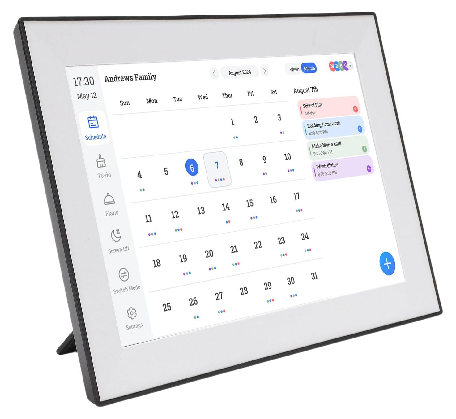 10,1" Digitaler Familienkalender mit App, Aufgaben- & Essensplaner