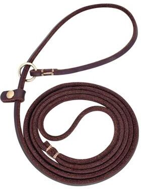 Uplift Picks Leather Dog Leash With Slip Chain Collar For Small Dogs 4ft And 5ft Lengths brown 125 Cm