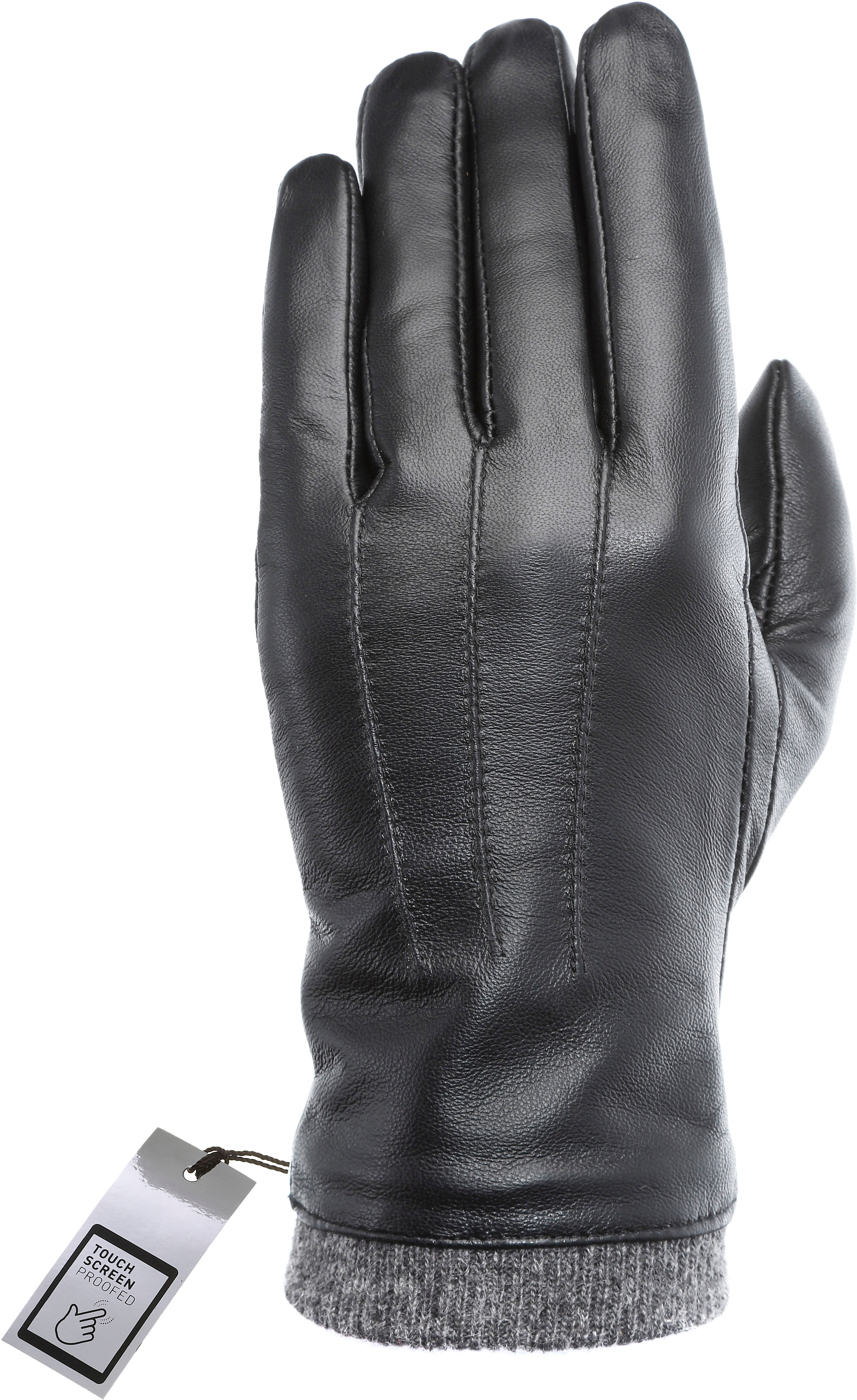 Lederhandschuhe PEARLWOOD "Daisy", Damen, Gr. 7.5, schwarz, Schafsleder, unifarben, Handschuhe Lederhandschuhe, Touchscreenfähig - mit 10 Fingern bedienbar, Ziernähte schwarz 7.5