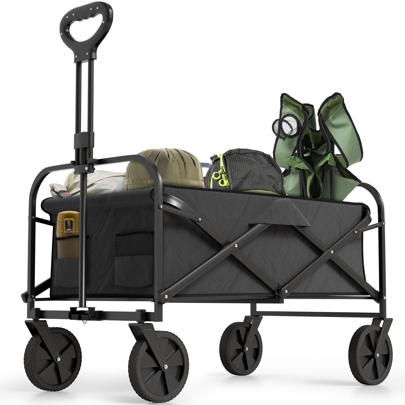 Avalo Bolderkar XL Zwart - Opvouwbaar - Tot 110 kg - 120 l - H x B x D: 103 x 91 x 51 cm