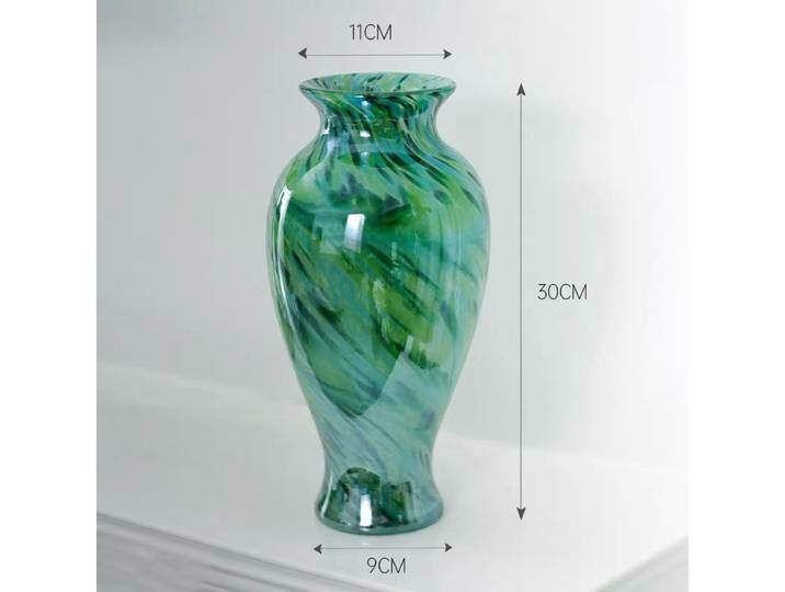 Vase rétro vitré de luxe léger, vase de table, ornement artistique, vase décoratif de luxe léger pour maison d'hôtes, vase à fleurs en verre hydroponique