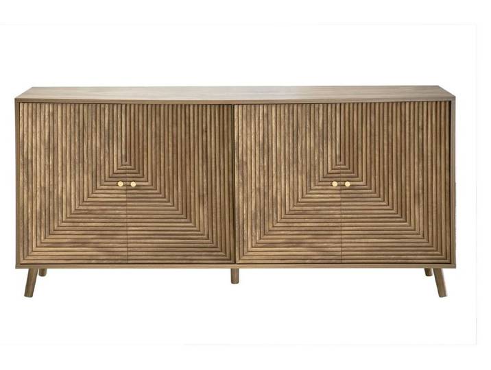 CALICOSY - Buffet 4 portes façades lamellées L156 cm - EDEN