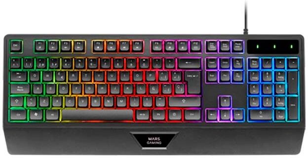 Ergonomische Tastatur Mars Gaming MK124 halbmechanisch, RGB-Beleuchtung, Handgelenkstütze, schwarz, neu