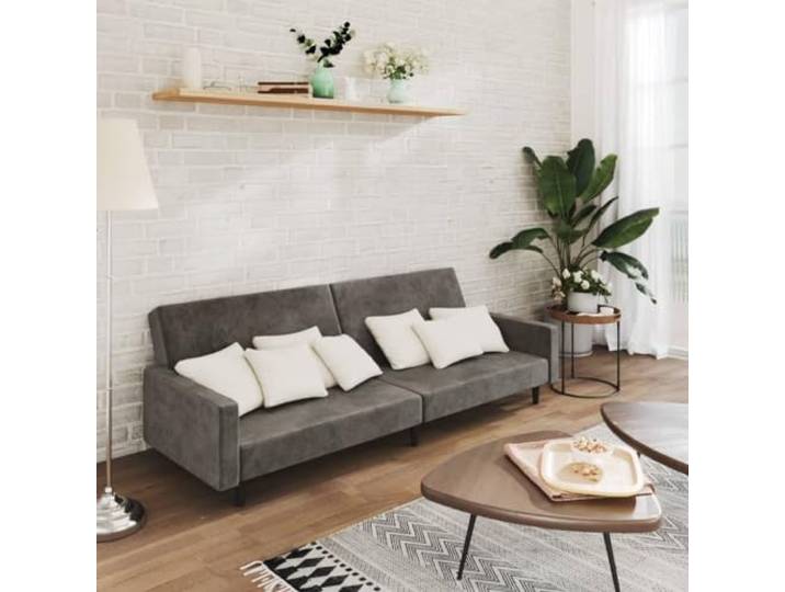 HEFZGDB Schlafsofa 2-Sitzer Dunkelgrau Samt – 2-in-1 Funktionsmöbel mit verstellbaren Rückenlehnen, weichem Veloursbezug und robustem Holzrahmen für Wohnzimmer und Gästezimmer,