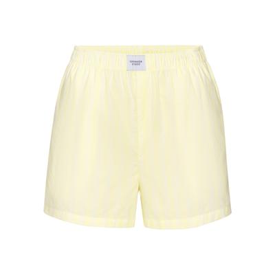 Pyjamashorts COPENHAGEN STUDIOS, Damen, Gr. 40, N-Gr, gelb (gelb gestreift), Web, Obermaterial: 100% Baumwolle, gestreift, loose fit kurz, Hosen, aus fein gewebter Baumwoll-Qualität