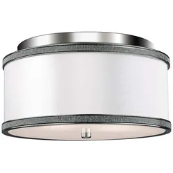 Deckenleuchte Wandlampe Badleuchte Stahl Nickel D 33 cm Kristalleinlage Dekor