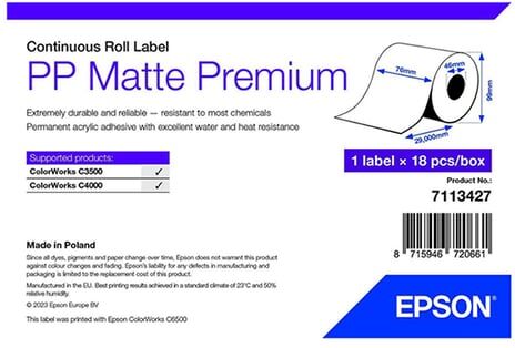 Epson 7113427 PP etiquetas mate premium 76 mm x 29 m