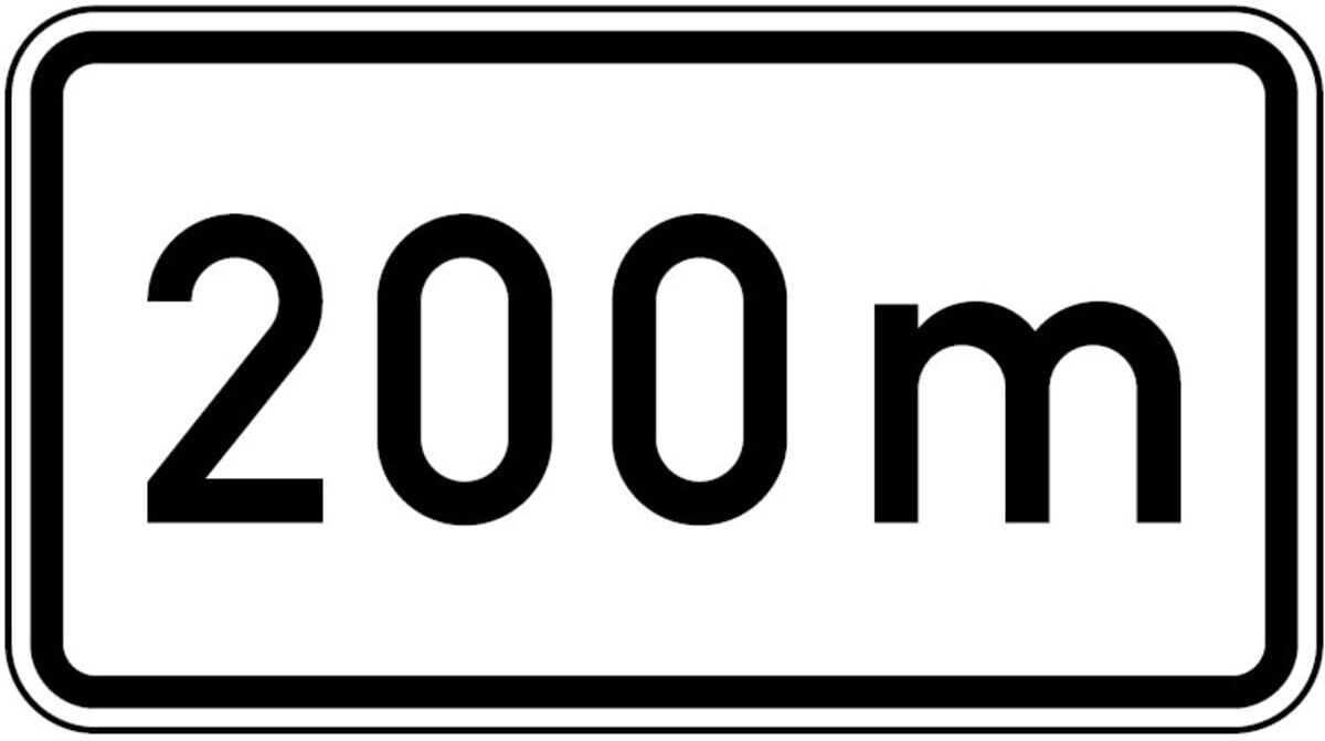 Zusatzschild 1004, 231x420mm Text: 200m RAL-Gütezeichen Folie RA1 ; ADCO (4251783604176)