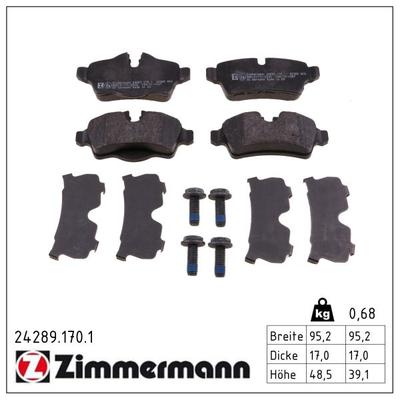 ZIMMERMANN Bremsbelagsatz, Scheibenbremse 24289.170.1 Hinterachse für MINI