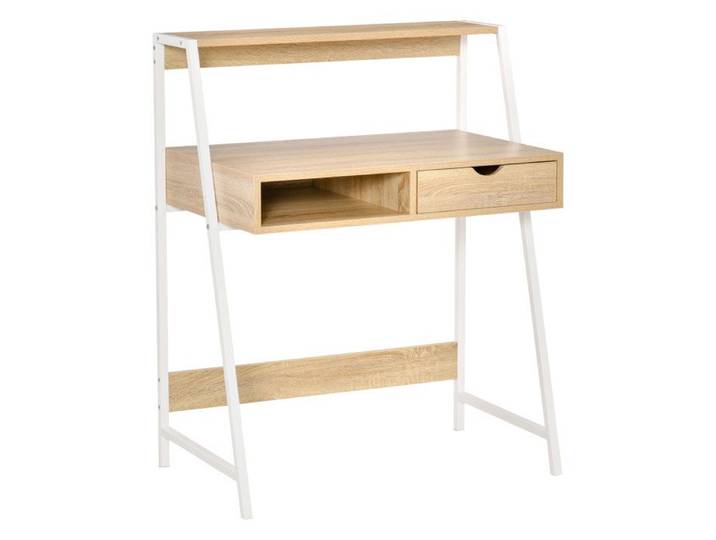 bureau informatique HOMCOM Panneau de particules 80x50x100cm Bois naturel