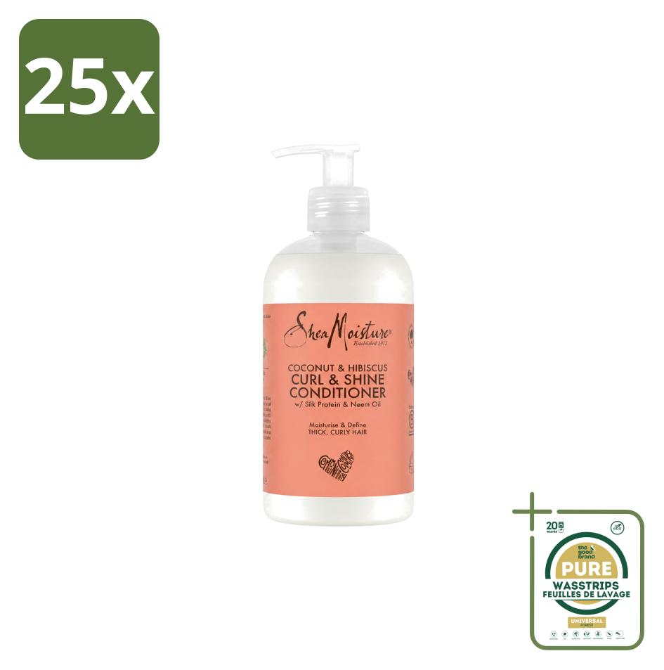 25 x Shea Moisture Coconut & Hibiscus Curl & Shine Conditioner - 384 ml - Vorratspackung - 25 Stücke