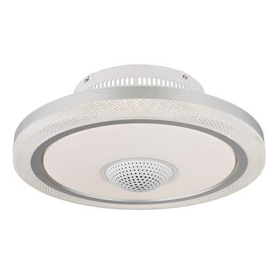 GLOBO LIGHTING Deckenleuchte "SHELLY", silber (weiß matt), Ø 50cm H: 21cm, 1 Stk., Leuchten, Ventilator weiß Kristalleffekt Funktionen elegant Wohnraum, Deckenleuchte