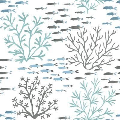 York Wallcoverings Marine Garden Blue & Brown Wallpaper