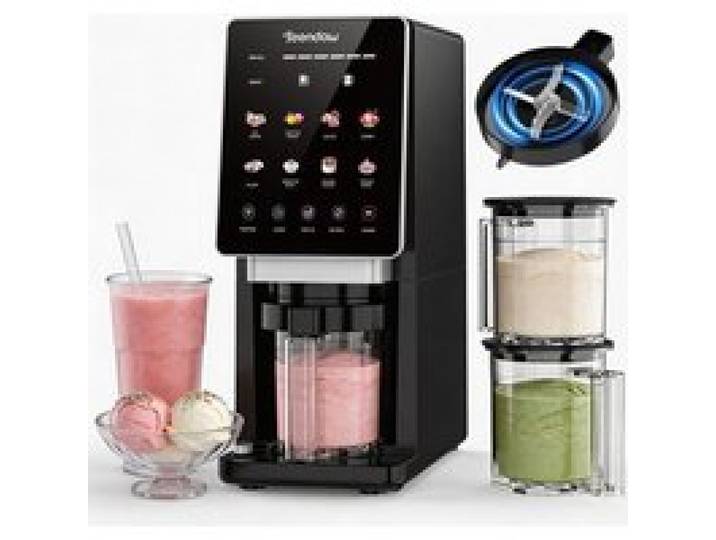 Teendow Machine à Glace Maison 8 Programmes Écran Tactile 3 Pots 500ml Silencieuse 45dB Autonettoyante - Noire