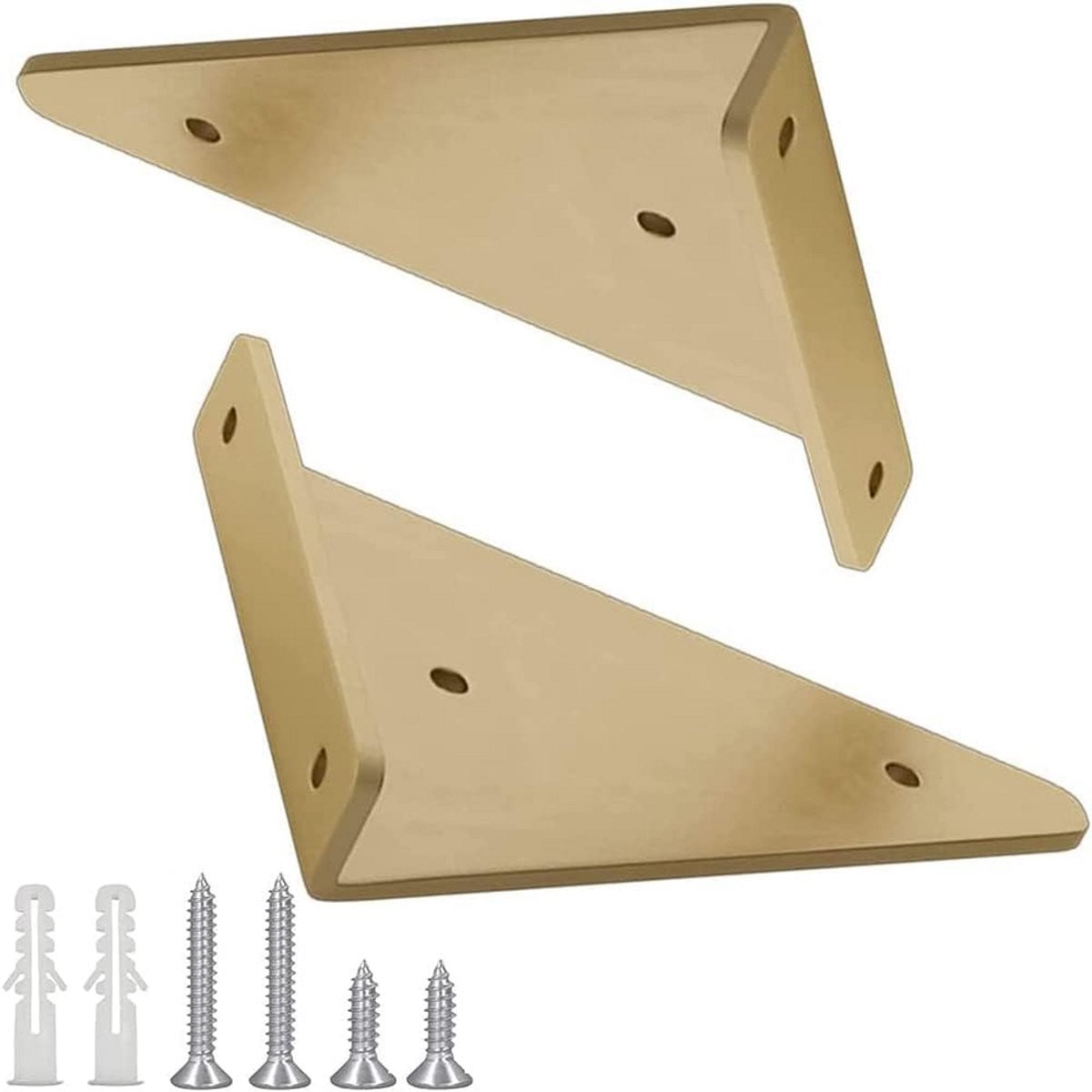 Set van 2 Driehoekige Wandhouders voor Planken - Goud