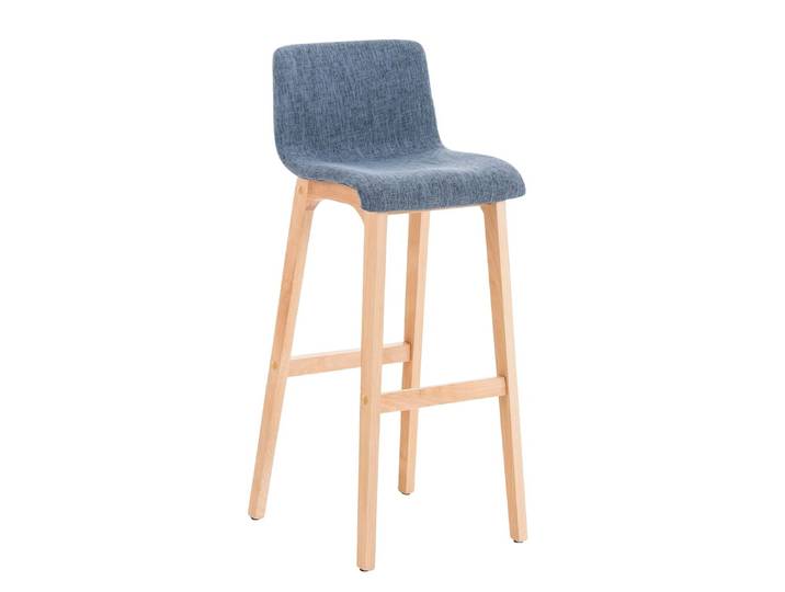 TPFLiving Barhocker Hope 4-Fuß Gestell Natura Stoff - Blau