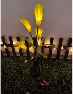 Inspire Picks Solar Calla Lily Flower Garden Lights Waterproof LED Outdoor Stake Decor yellow 1pcs