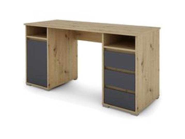 BYLIVING Bureau Lobo, avec rangements, 138 x 75 x 55 cm (imitation chêne/anthracite)