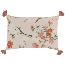 Chic Antique Aix Kissebezug mit Quasten und Blumenmotiv, 60 x 40 cm, rosa