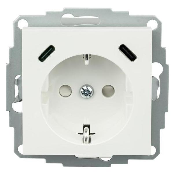 Varia Schutzkontakt-Einbausteckdose mit 2x USB-C (25W, PD 3.0), weiss (426377)
