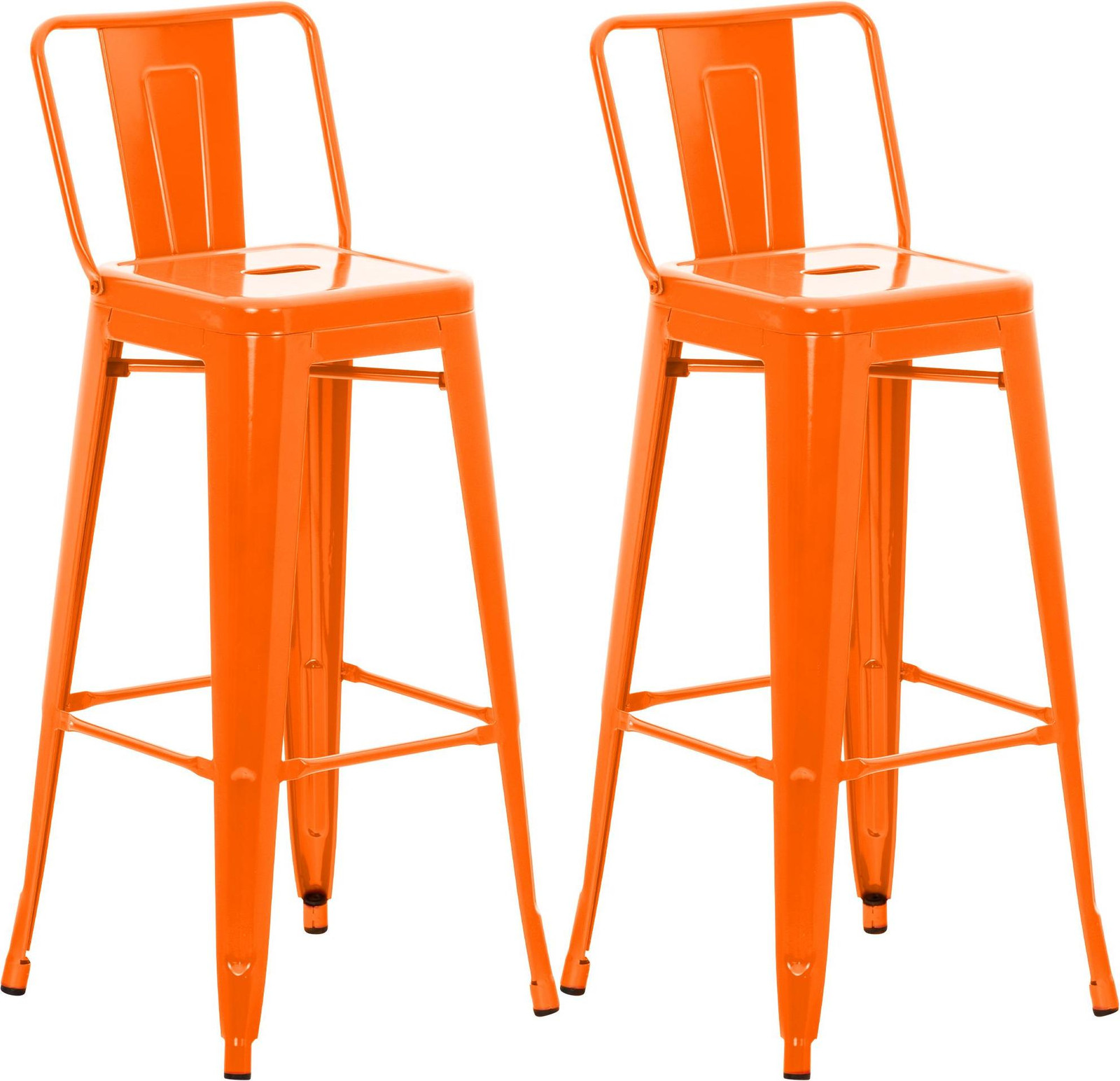 CLP Barkruk set van 2 stuks Mason met rugleuning, industriële stijl, oranje