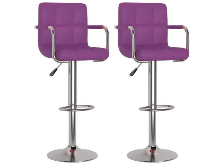 HOME-MARKET - Lot de 2 Chaises de Bar - Tabourets Hauts - Violet Similicuir FR4744
