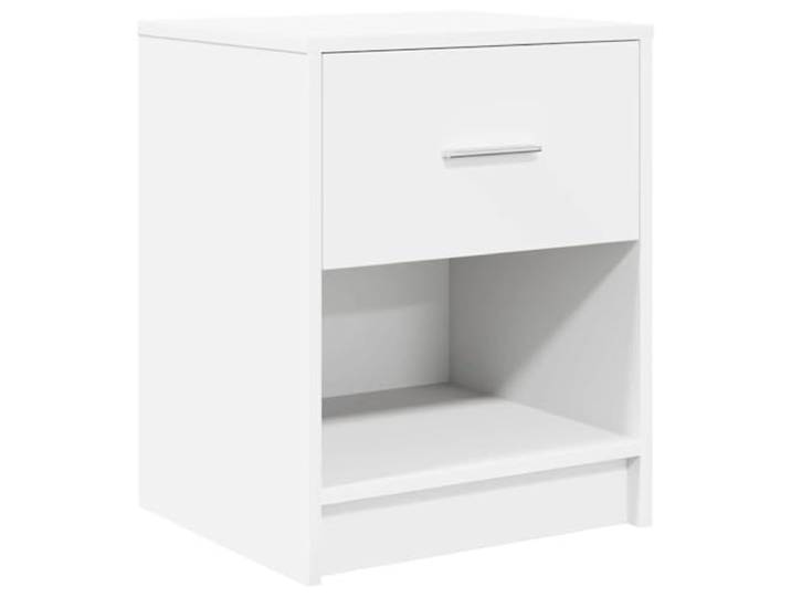 KUPTYERFG Nachttisch mit Schublade Weiß 40x34x50 cm Beistelltisch Modernes Nachtkästchen im Schlafzimmer mit offenem Fach und leichtgängiger Schublade für Bücher und Dekoration.