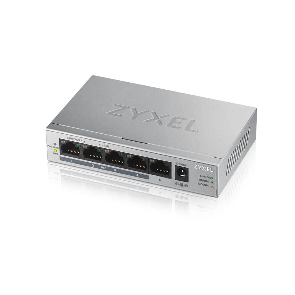 Zyxel Switch 5-Port Gigabit Ethernet PoE+ 60W unmanaged GS1005HP-EU0101F