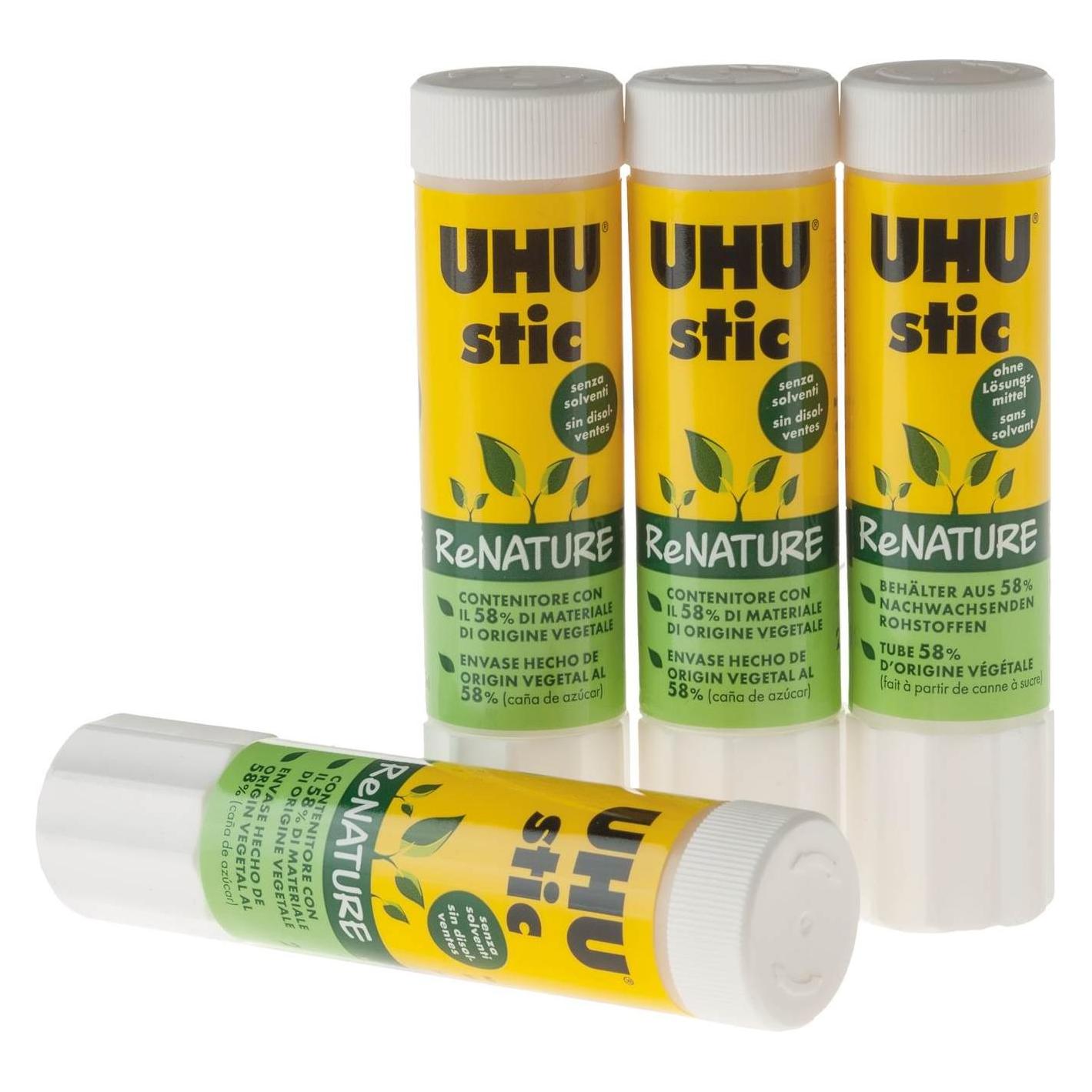UHU Klebestift ReNATURE 21 g Transparent 4 Stück (21 g, 4x) (48200)