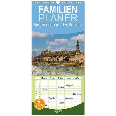 Familienplaner 2027 - Burghausen an der Salzach mit 5 Spalten (Wandkalender, 21 x 45 cm) CALVENDO