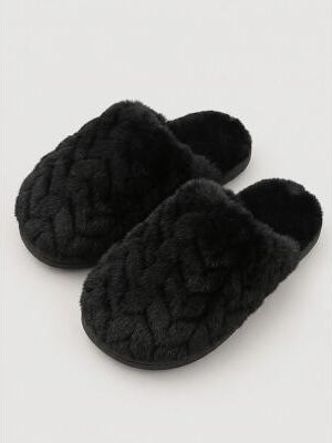 LightInthebox Women's Gray Fuzzy House Slippers - Geometric Faux Fur Open Back Slippers with Soft Cozy Lining, Ideal for Indoor Home Wear, Bedroom Relaxation, Lounging, Cold Winter Mornings Holiday Gifts