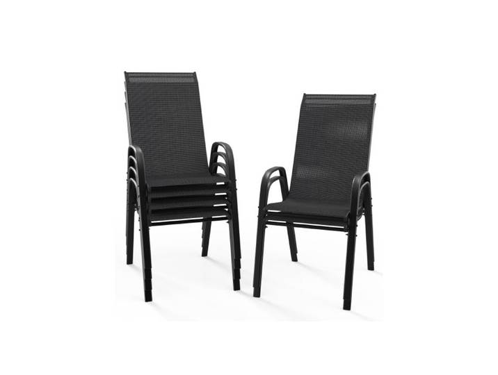 Chaises de Jardin Lot de 6 - VINGLI - Noir - Idéales pour Jardins Cours Balcons Restaurants - Facile à Installer