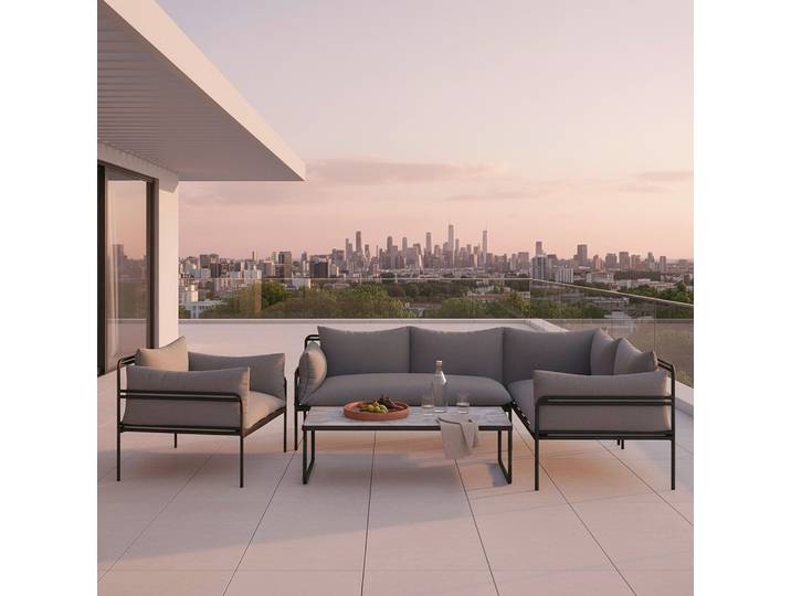 Outdoorlounge Anny Grau Metall/Outdoorstoff/Glas