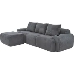 STILVORA Kombinationssofa Cordstoff dunkelgrau 268x174x80 cm, modular mit Cupholder