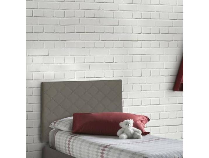 Talamo Italia - Einzelbett Cleziana, wandmontiertes Kopfteil aus Kunstleder, 100 % Made in Italy, geeignet für ein Einzelbett, 90 x 60 cm, taubengrau