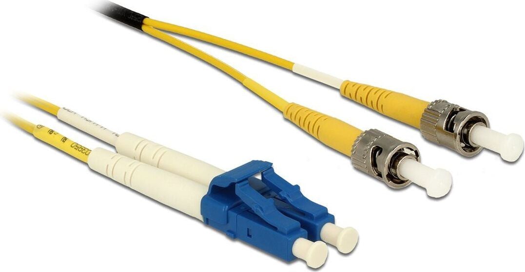Delock Glasvezelkabel LC single-mode naar ST single-mode, Duplex, 5 meter, Geel