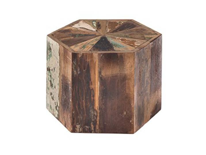 Woodkings® Couchtisch Wakefield 50x50, mittel, H35cm, 6eckig, recyceltes Massivholz, rustikal, Design, buntes Holz, Wohnzimmertisch, exklusiv, Sofatisch, Wohnmöbel, Holzmöbel