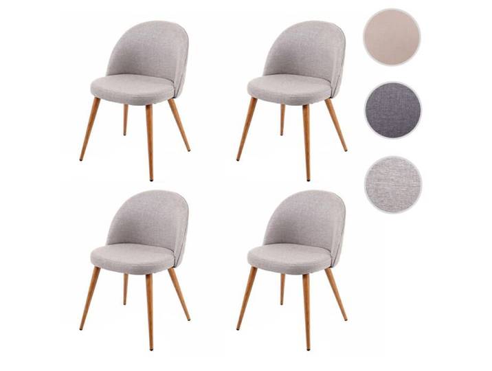 4x chaise de salle à manger MCW-D53 en tissu gris clair