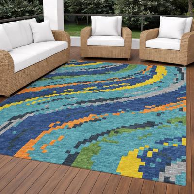Addison Rugs Machine Washable Indoor/ Outdoor Wave Pixels Chantille Rug
