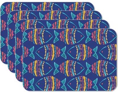 CounterArt Along The Coast 4 Pack Reversible Easy Care Flexible Plastic Placemats Made in The USA BPA Free Easily Wipes Clean