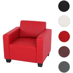 Sessel Loungesessel Lyon, Kunstleder ~ rot
