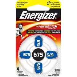 Hörgerätebatterien Energizer AC675, 4 Stück, 1.4V, wie 675, R675, R675AE, PR44, 665HPX, 675HPX