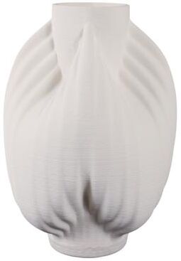 Sagebrook Home Porcelain Vase Textured Decorative Vessel with Ribbed Carved Form