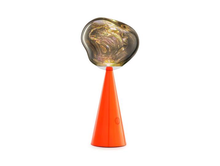 Tom Dixon LED-Akku-Tischlampe Melt fluoro/rot Höhe 29cm IP44 Melt, dimmbar, rot, für Wohn- / Esszimmer, Kunststoff, Design