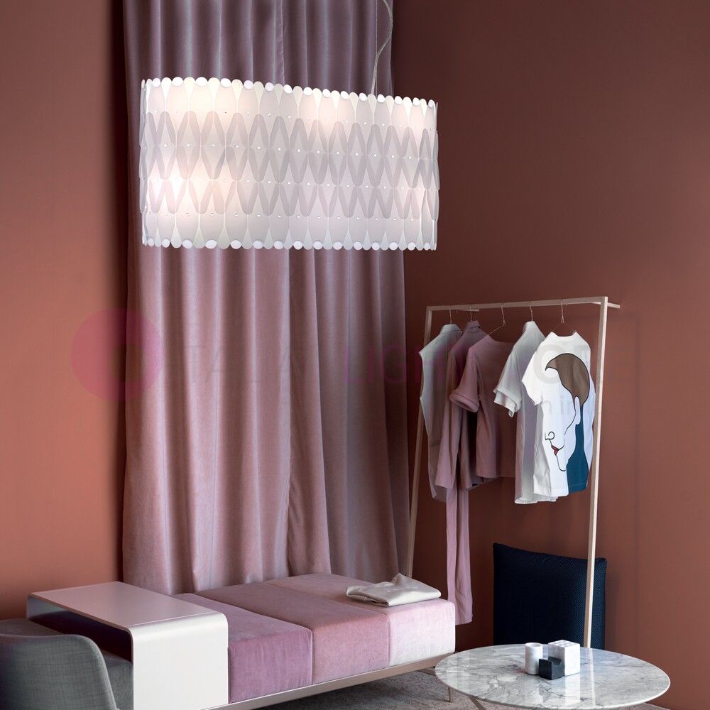 Amanda Sospensione Design Moderno Paralume Ovale L.90 Cm - Metal Pink
