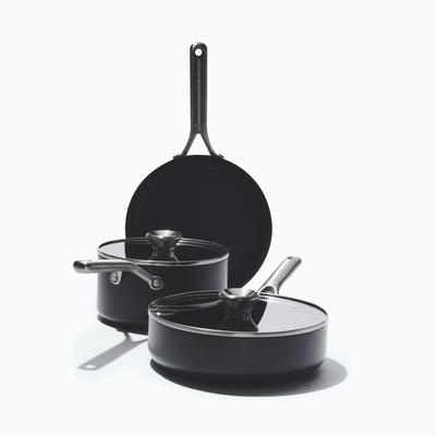 Topf-Set OXO GOOD GRIPS "Ceramic Professional Antihaft 5-teiliges Starter-Set", silberfarben, schwarz, Töpfe, Induktionsgeeignet, ofenfest bis 200 C — gemacht für präzises Kochen