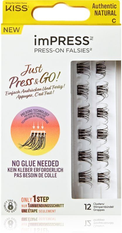 Kiss imPRESS Just Press & GO ! knotenfreie Bündel mit selbstklebenden Wimpern Authentic Natural c 12 St.